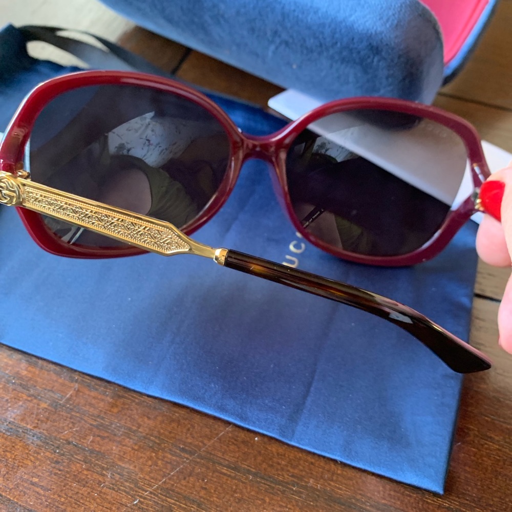 SOLD⛔️Authentic Gucci 60mm Oval Acetate/Metal sunglasses - Picture 2 of 8